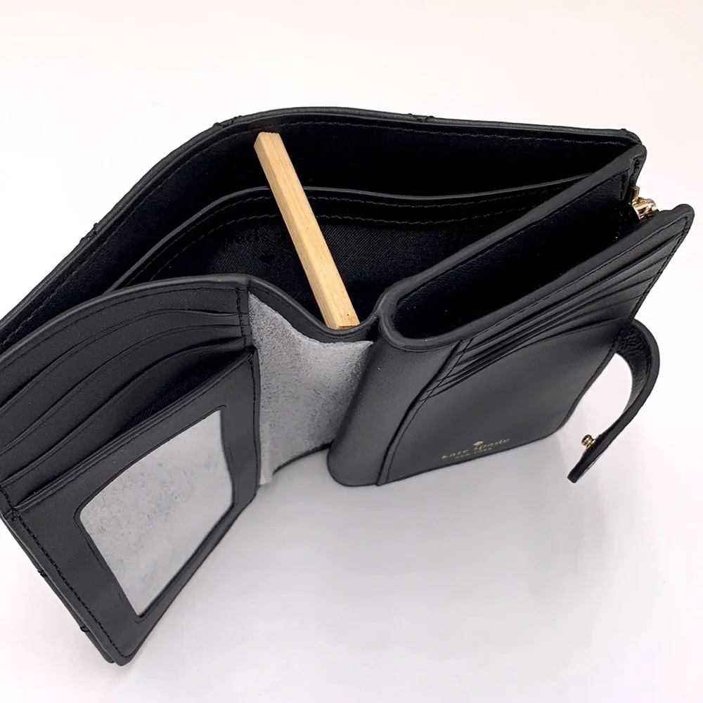 KATE SPADE Carey Medium Compact Bifold Wallet BLACK COLOR